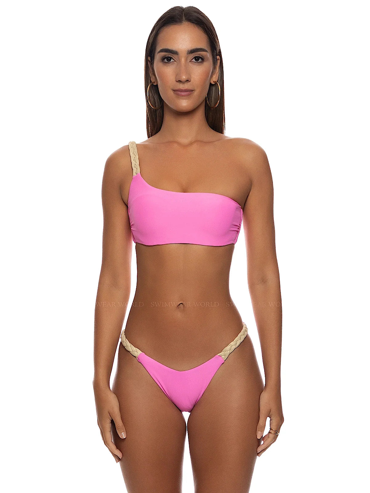 One Shoulder Braided Laced Back-Braided Bikini